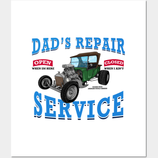 Dad's Repair Service Classic Car Hot Rod Novelty Gift Posters and Art